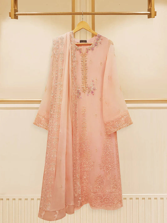 Agha Noor Original Pure 3 Piece Chiffon Embroidered Dress