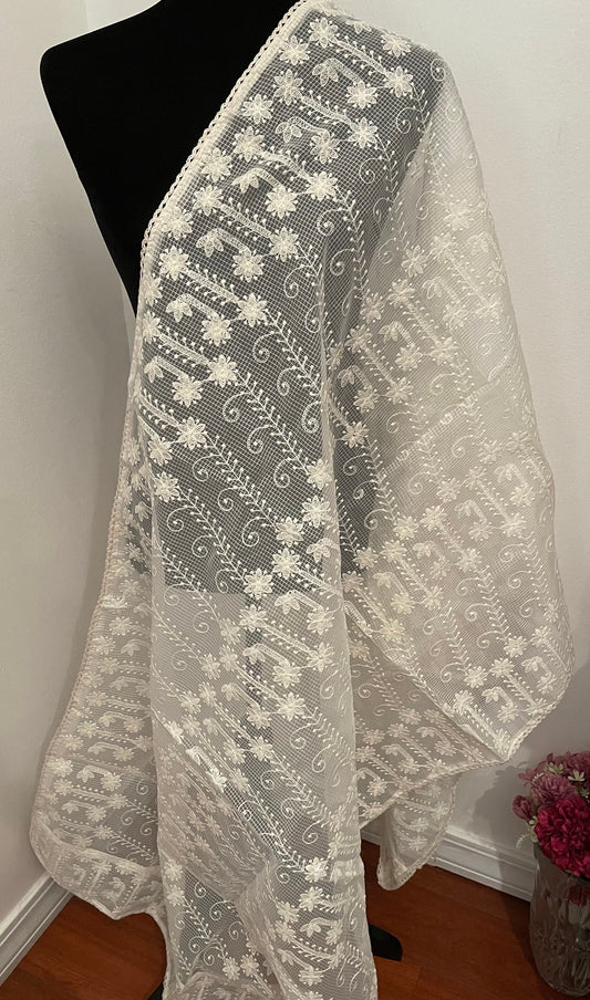Cotton Lucknowi Embroidered Dupatta