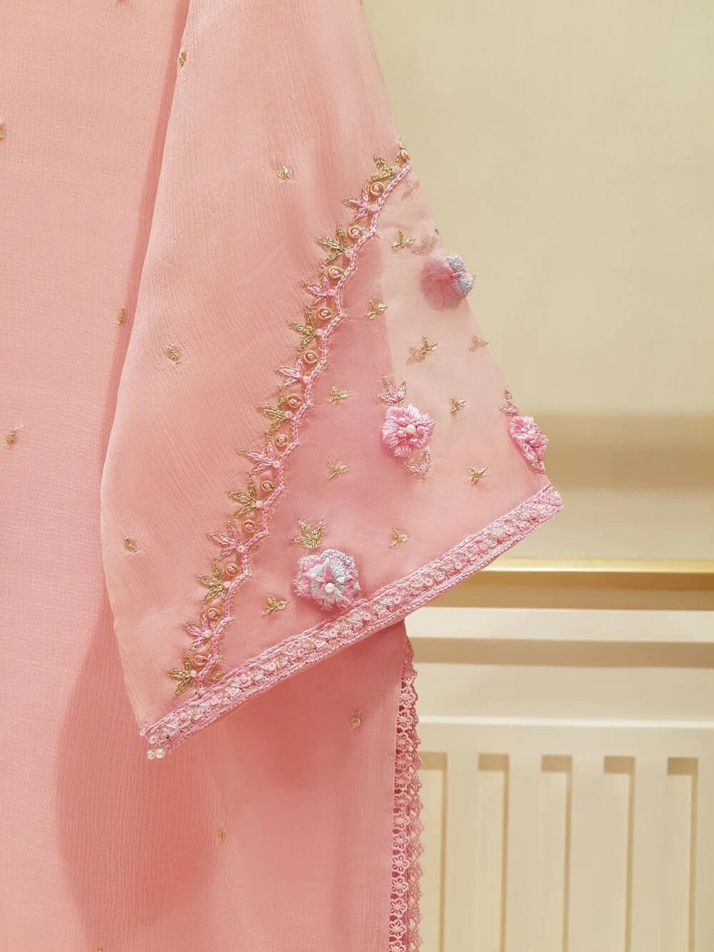 Agha Noor 2 Piece Chiffon Embroidered Dress