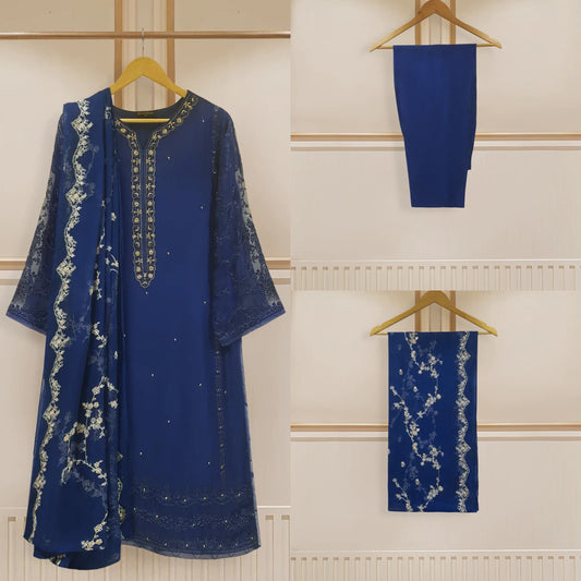 Agha Noor Original 3 Piece Pure Chiffon Embroidered Shirt Pant & Dupatta