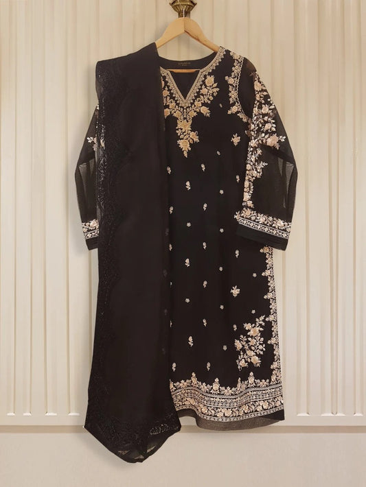 Agha Noor Original Organza 3 Piece Embroidered Dress