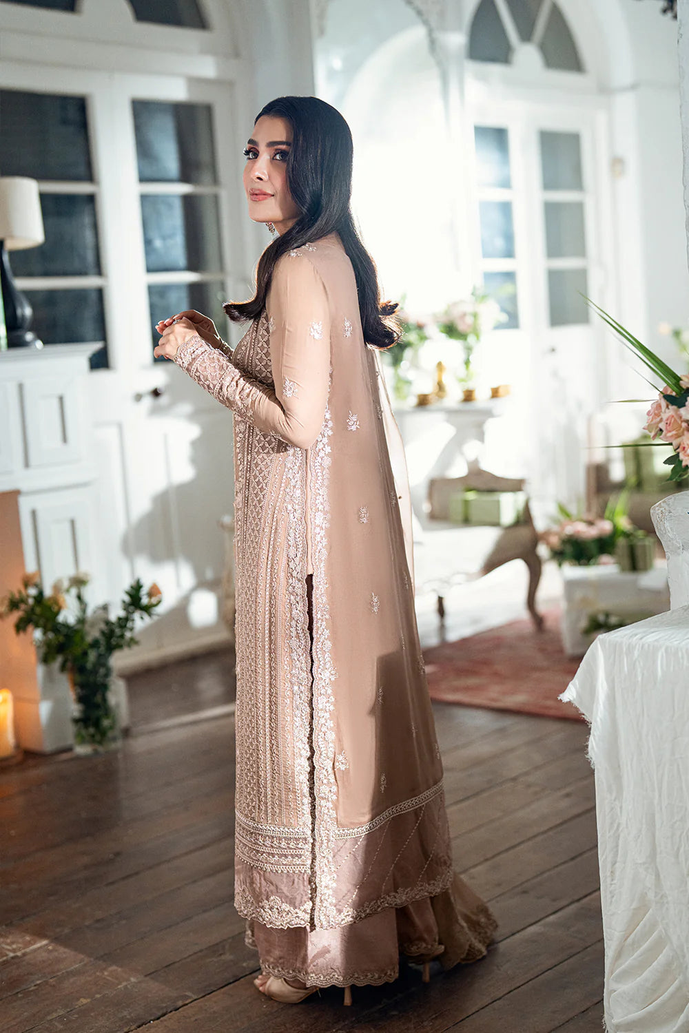 Azure Chiffon Embroidered Dress Latest Collection 2025