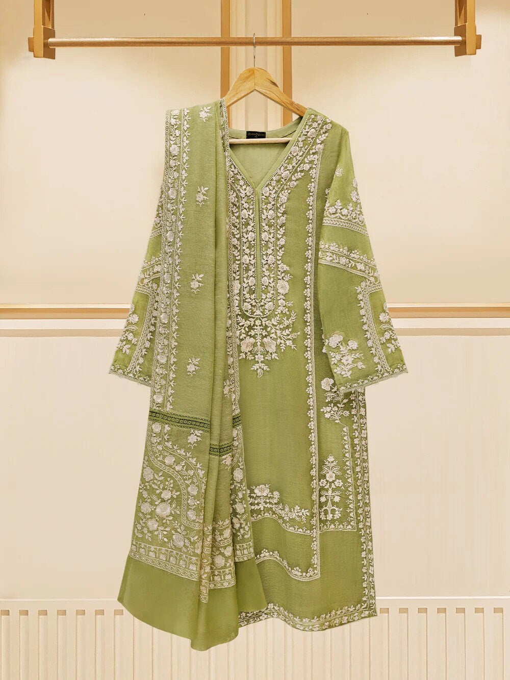 Agha Noor Dress Original 3 Piece Pure Cotton Net Dress