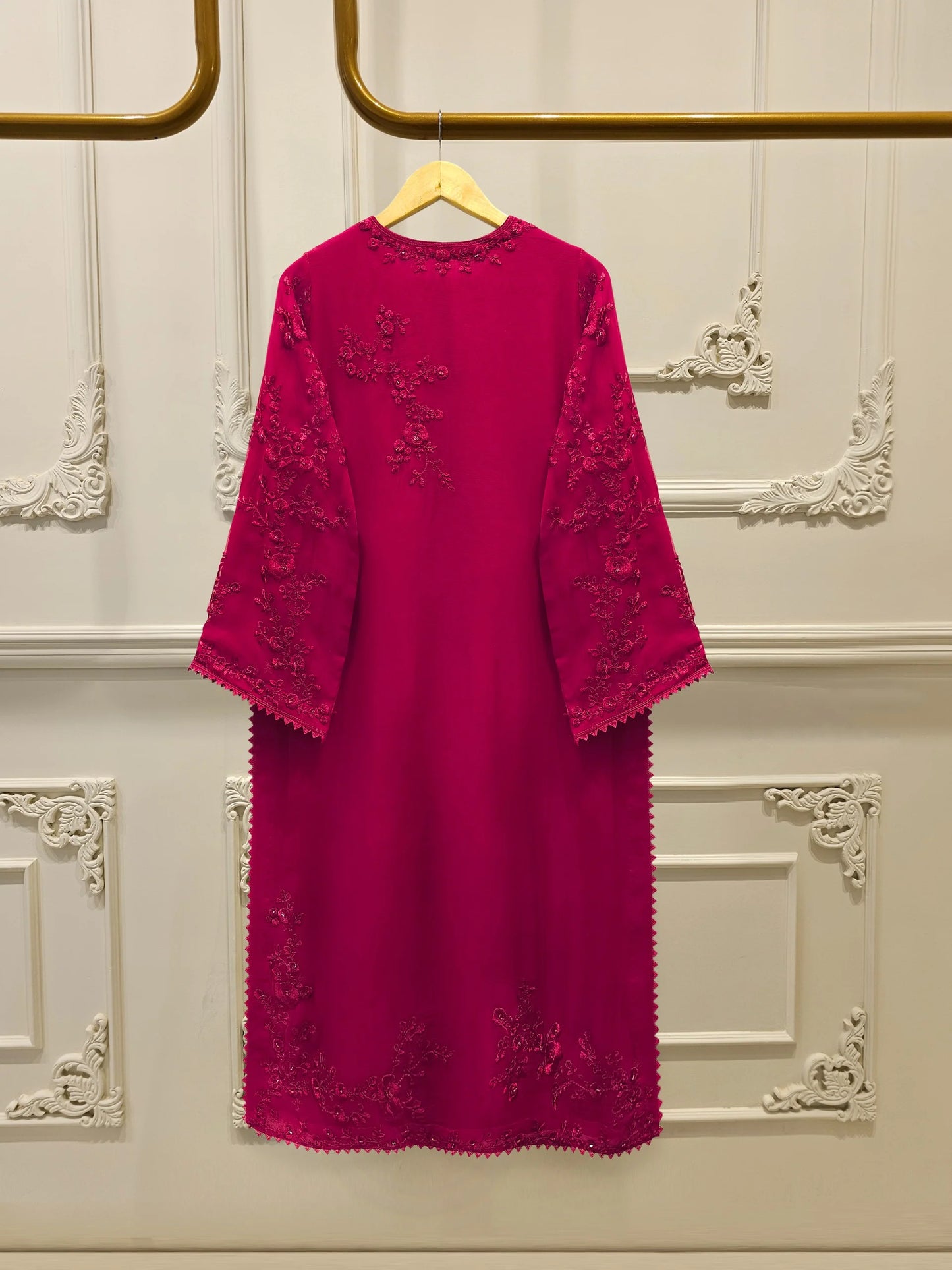 Agha Noor 3 Piece - Pure Chiffon Embroidered Dress S112692