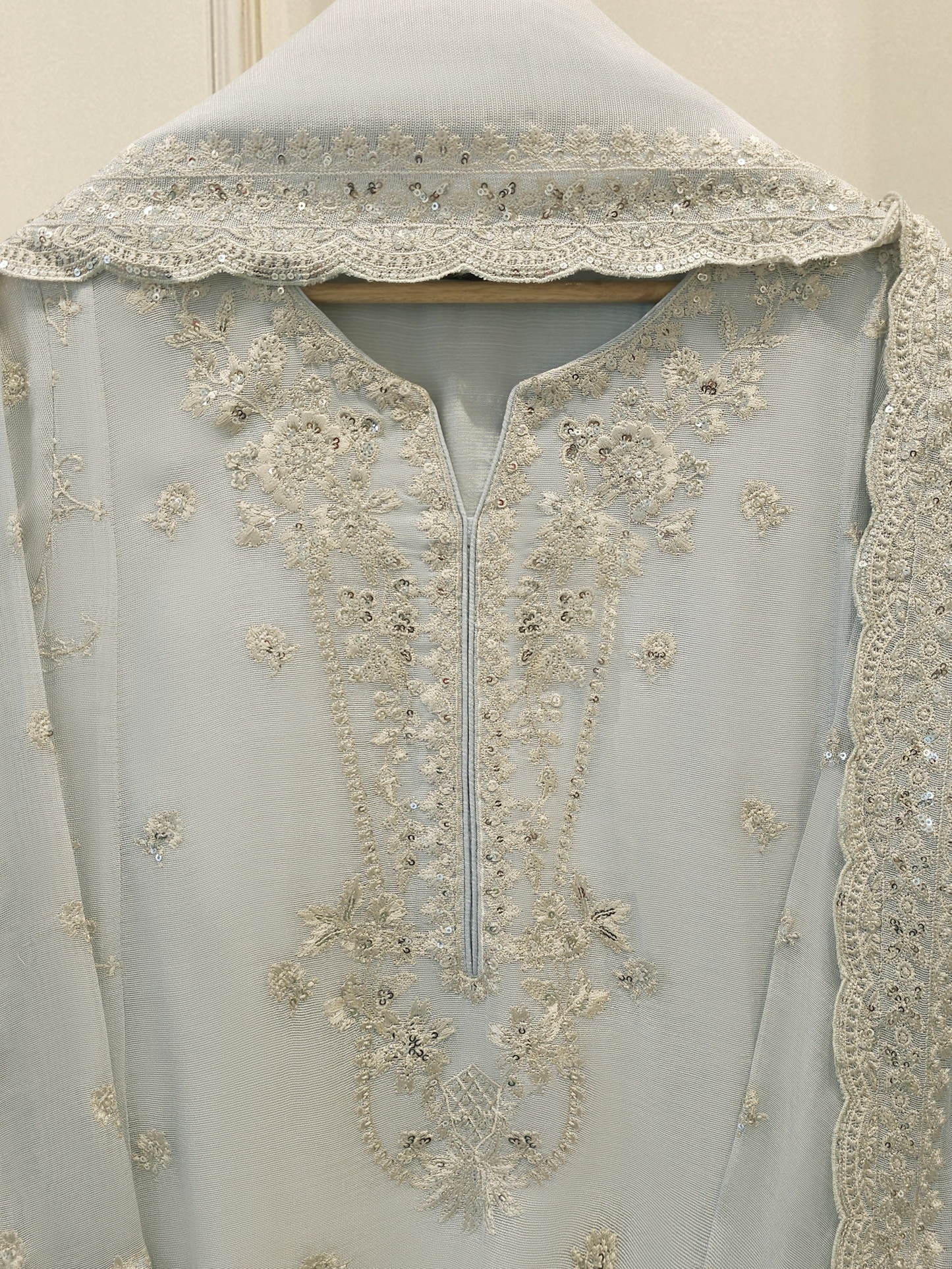 Agha Noor 3 Piece - Pure Embroidered Cotton Net Suit S114735