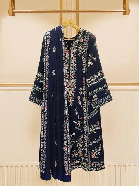 Agha Noor Cotton Net Embroidered Dress