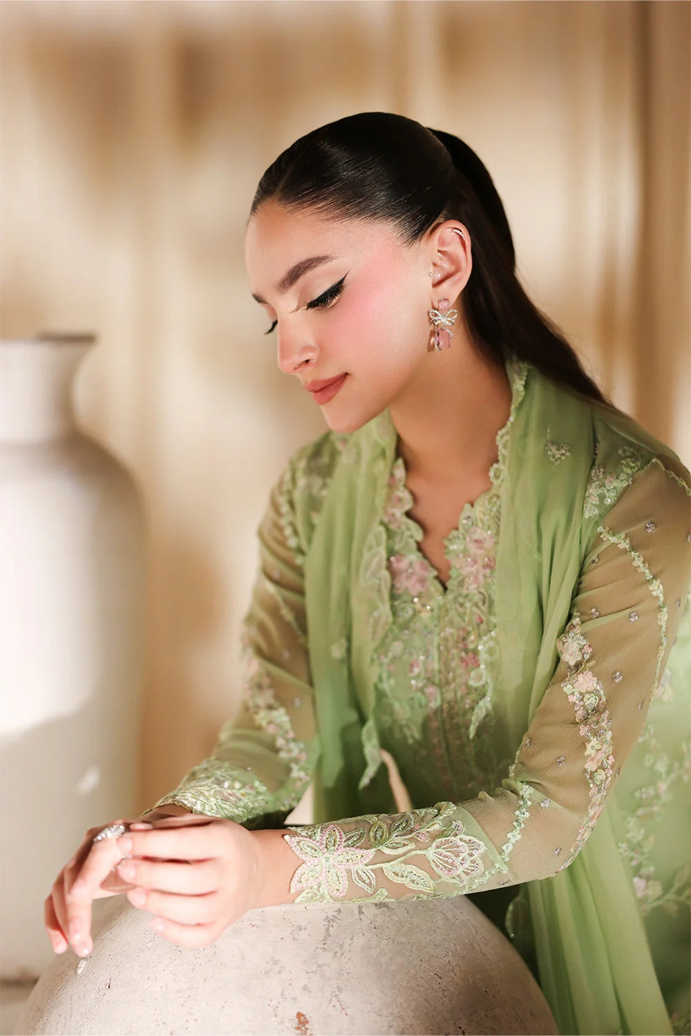 Azure Latest Collection Chiffon Embroidered Dress