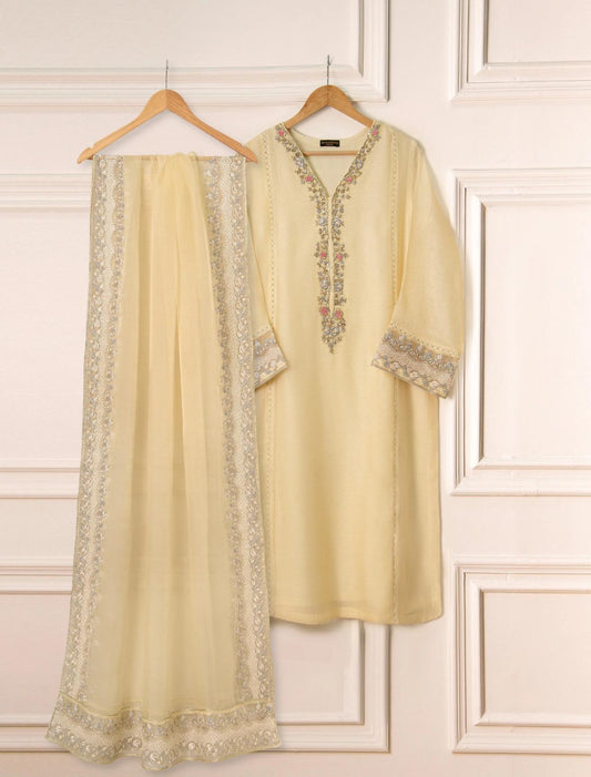 Agha Noor Pure Cotton Net Embroidered Dress