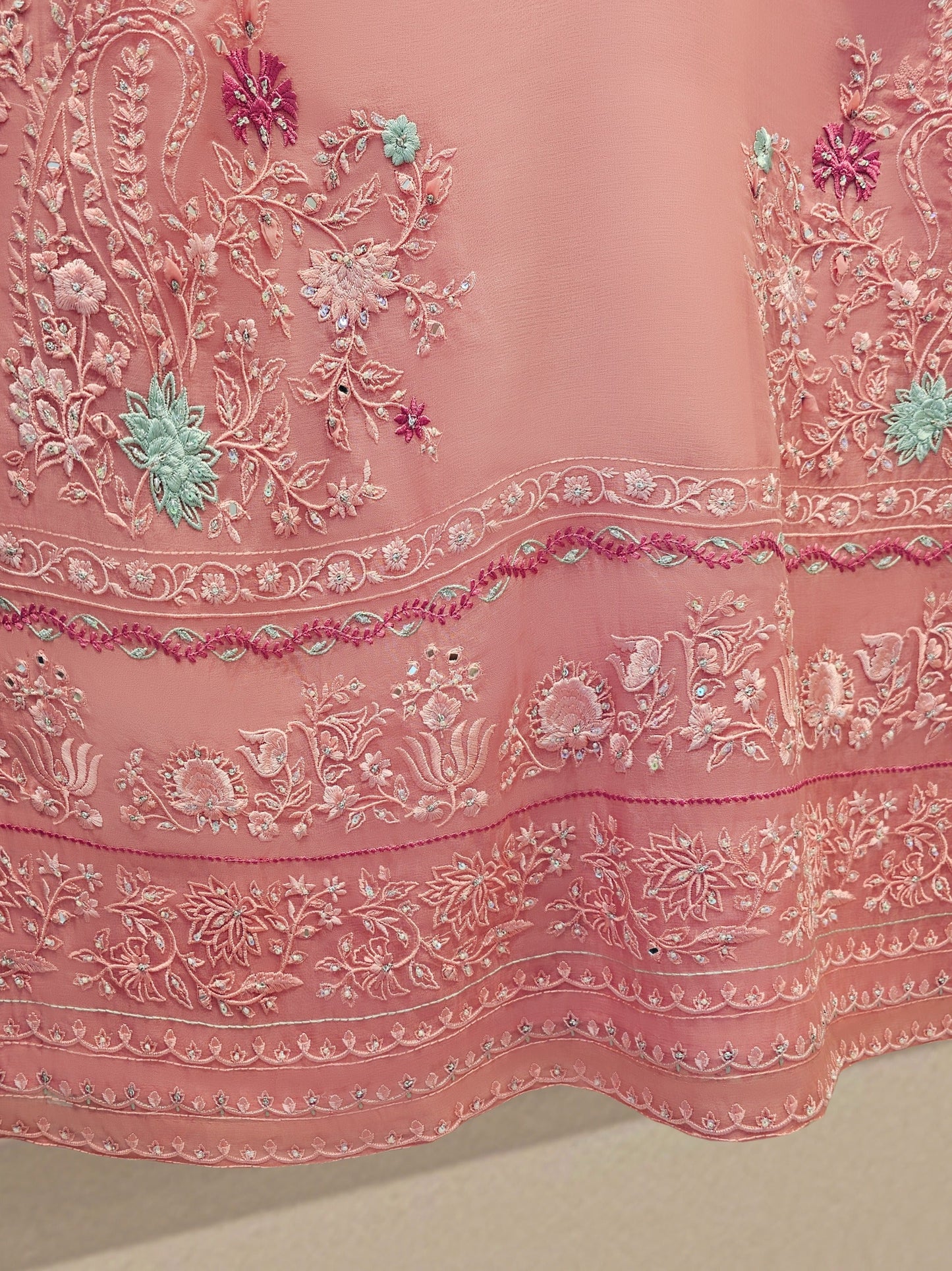 Agha Noor 3 Piece - Pure Organza Embroidered Dress S111667