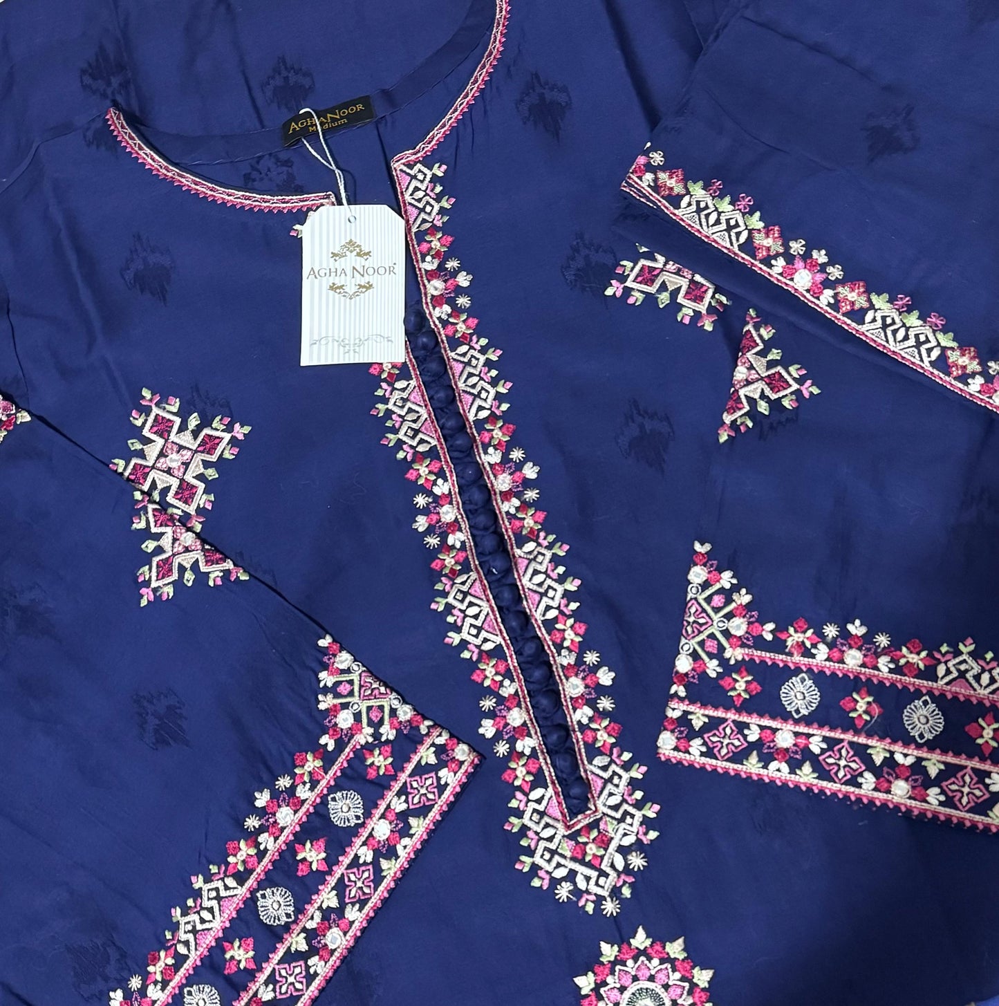 Agha Noor Dress Cotton Jacquard Embroidered Shirt & Pant
