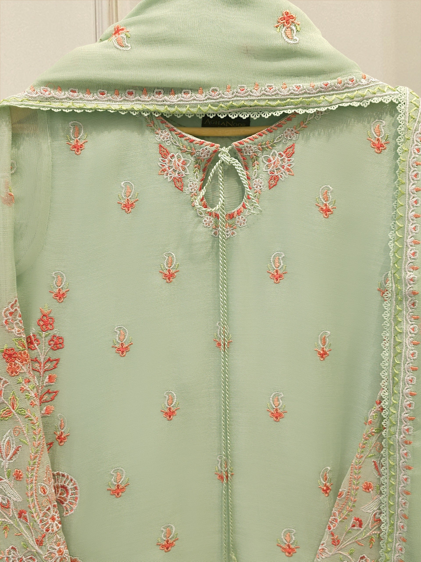 Agha Noor 3 Piece - Pure Embroidered Cotton Net Suit S113444
