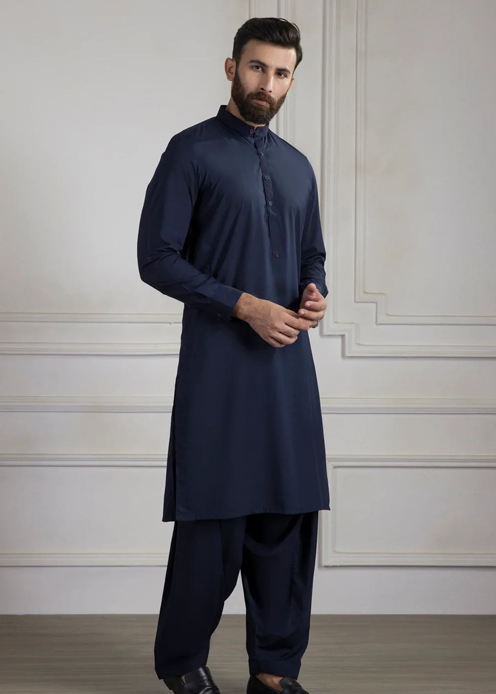 Men's Shalwar Kameez Pakistani Designer Navy Blue