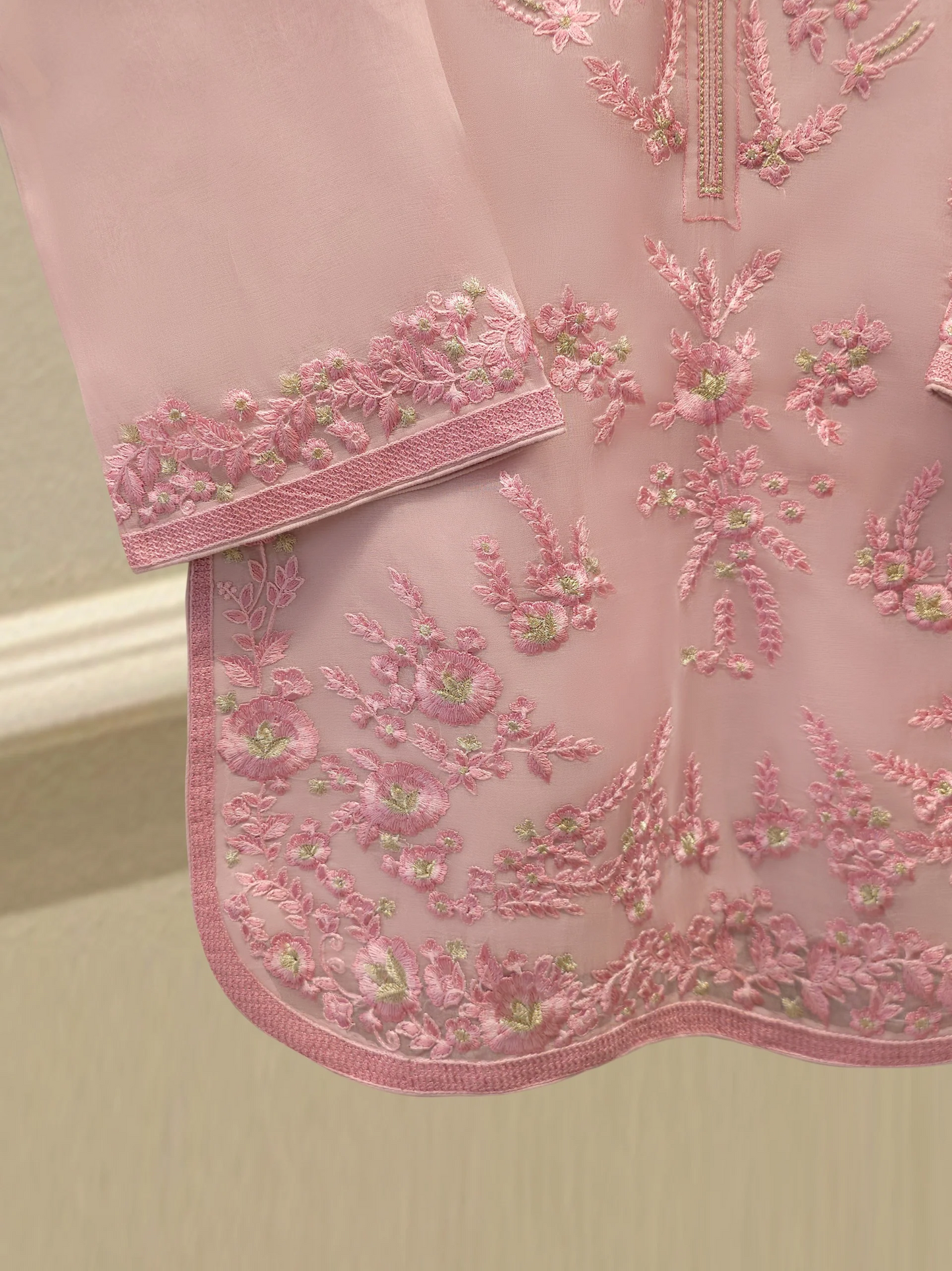 Agha Noor 3 Piece - Pure Organza Embroidered Dress