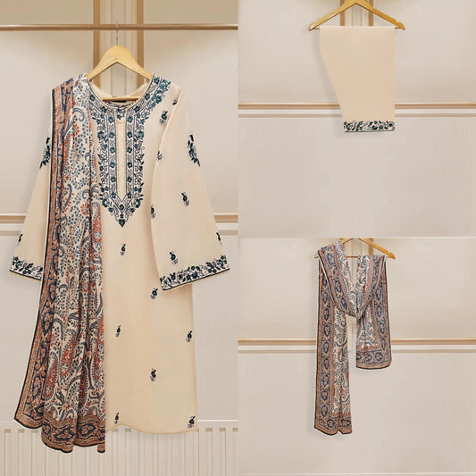 Agha Noor Cambric Cotton Embroidered Dress