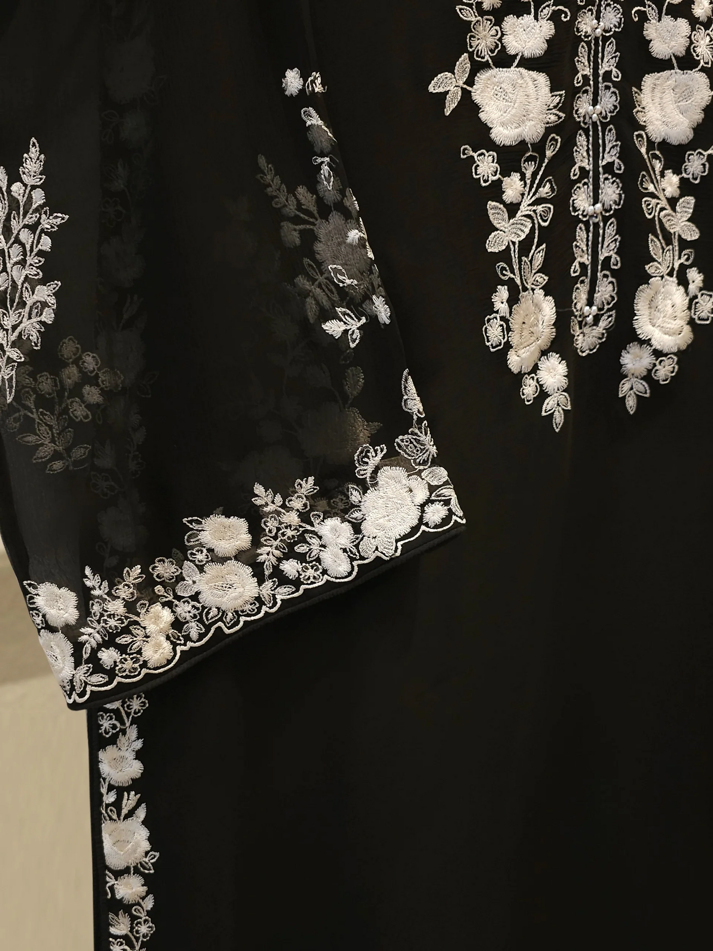 Agha Noor 3 Piece - Pure Chiffon Embroidered Dress S112225