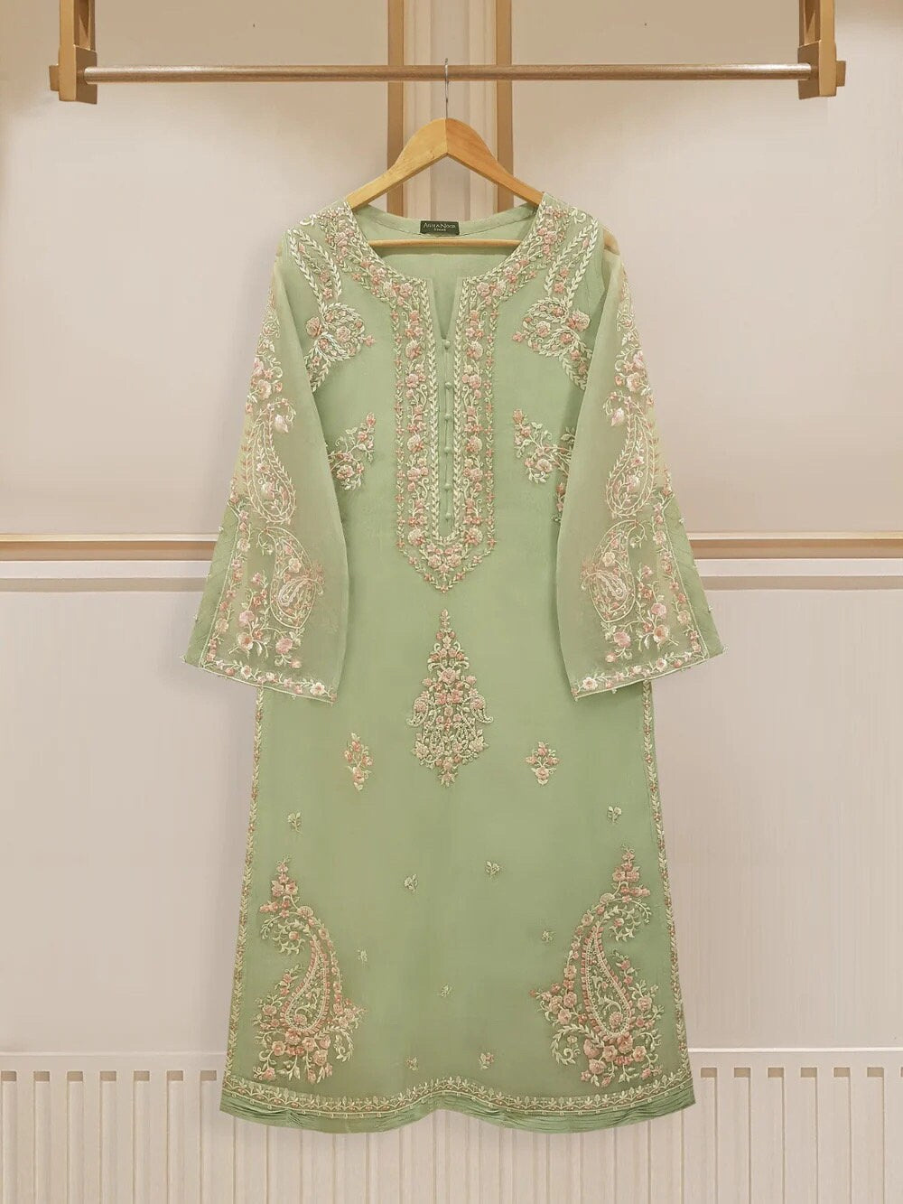 Agha Noor 3 Piece - Organza Embroidered Suit