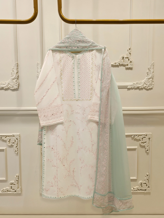 Agha Noor 3 Piece - Embroidered Lawn Suit S112071