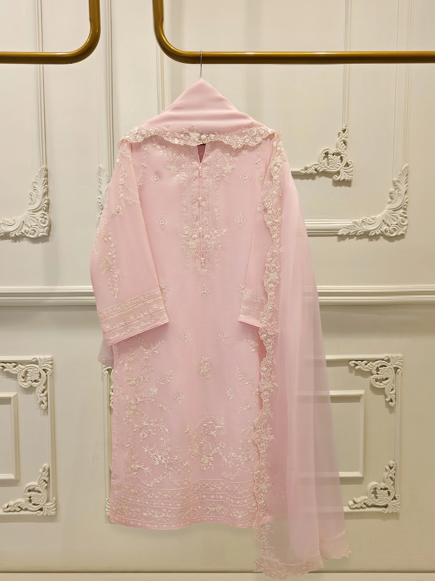 Agha Noor 3 Piece - Pure Embroidered Cotton Net Suit S112441