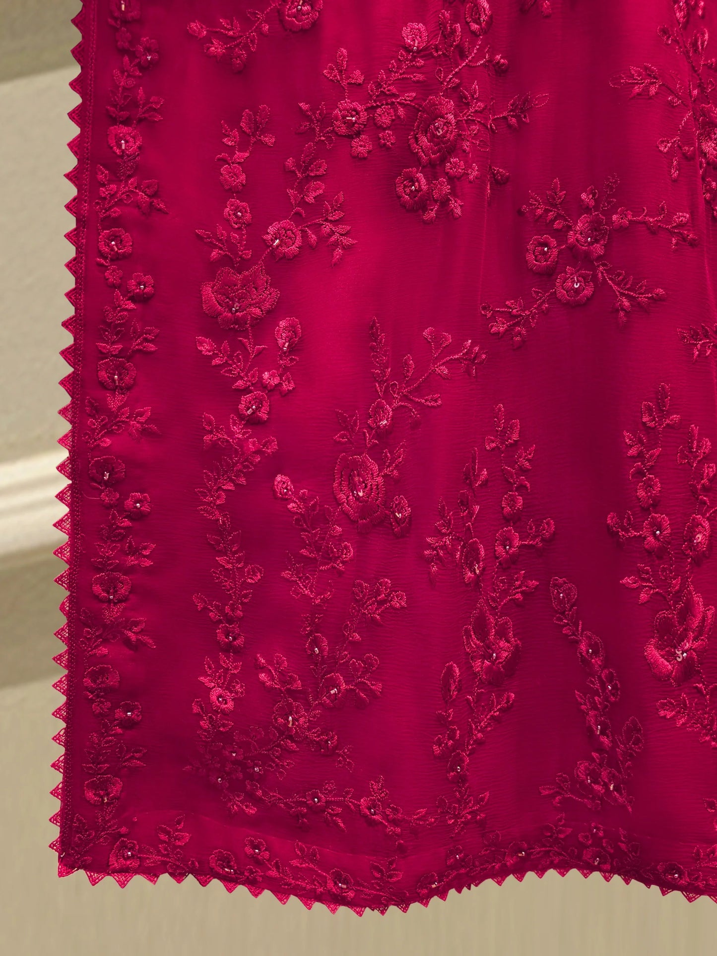 Agha Noor 3 Piece - Pure Chiffon Embroidered Dress S112692