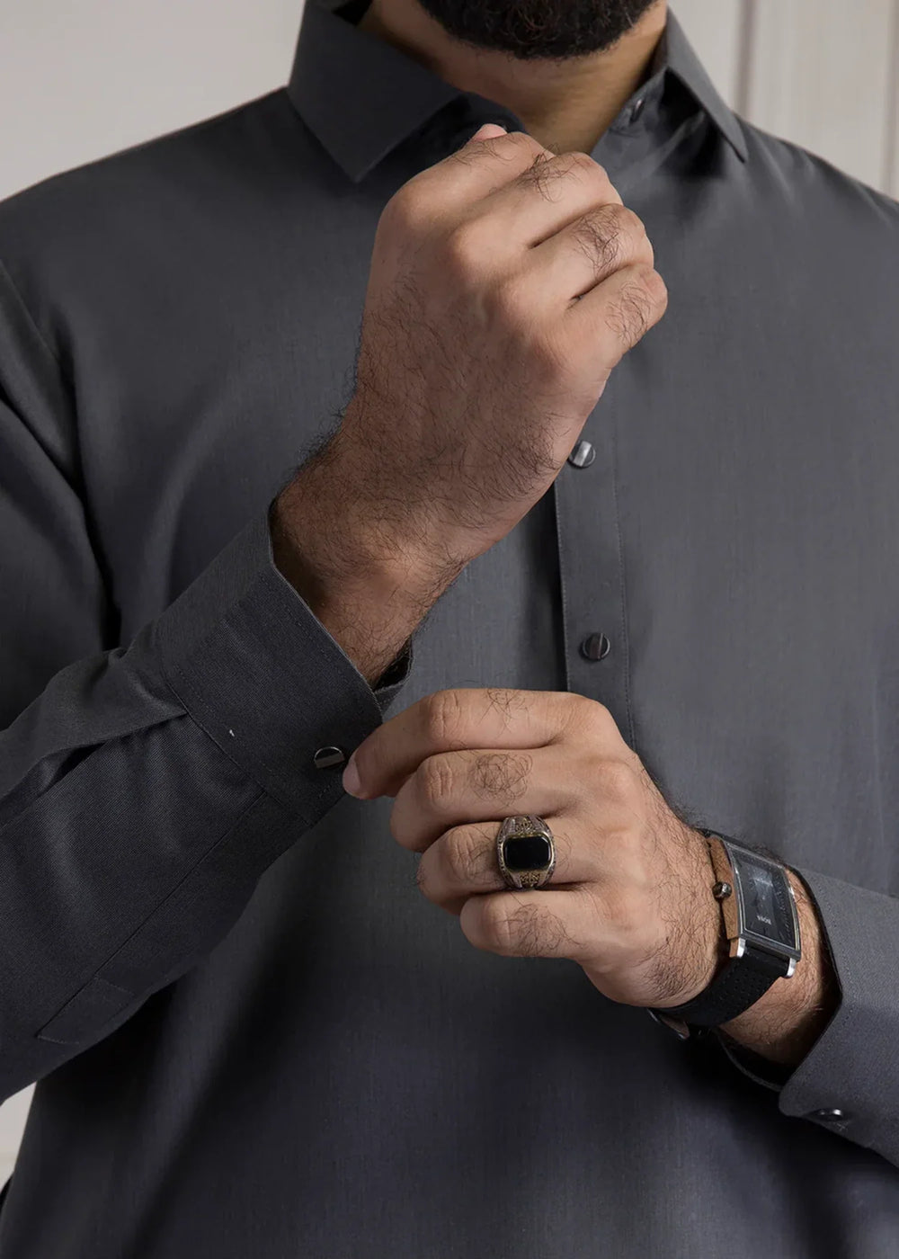 Men's Shalwar Kameez Pakistani Designer Gray