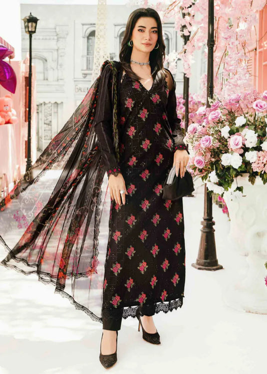 Maria B M Prints 3 Stitched Embroidered Lawn Suit | MPT-2601-B