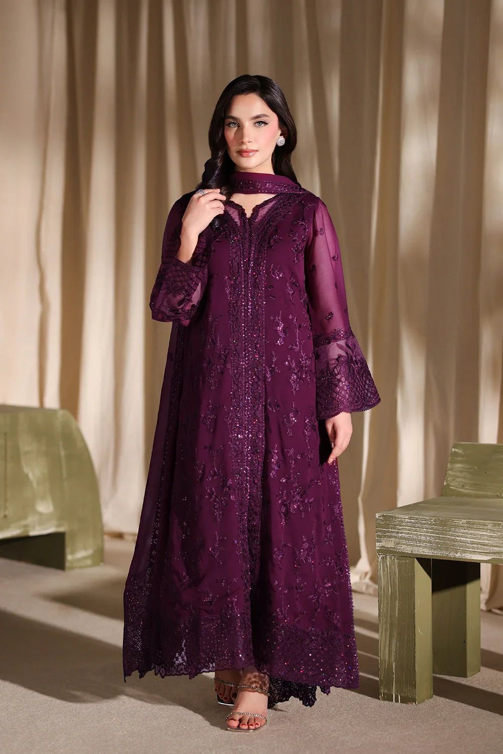 Azure Latest Collection Chiffon Embroidered Dress