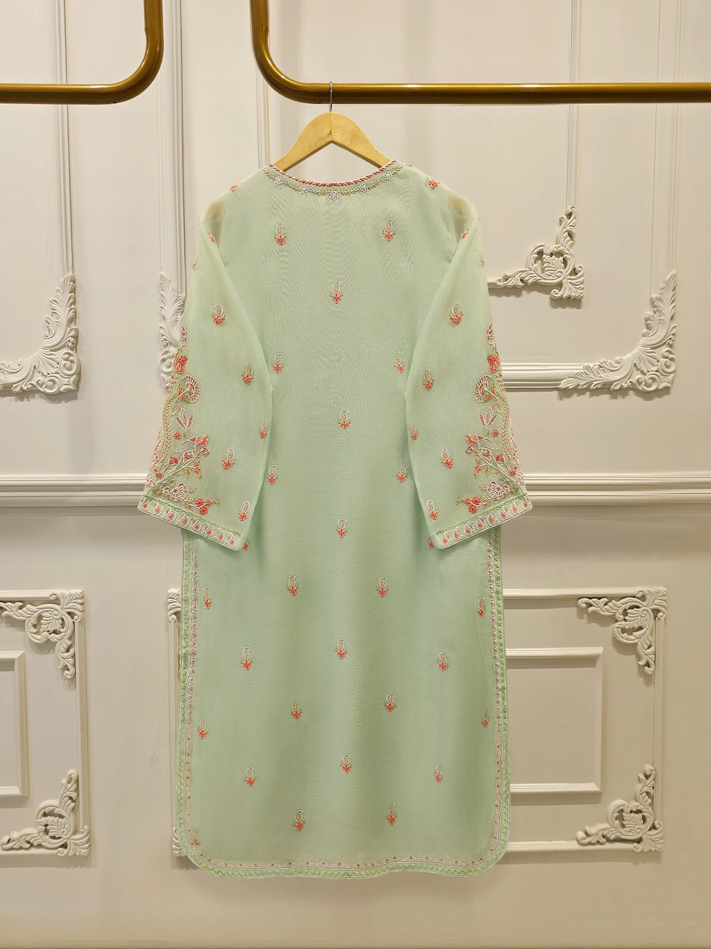 Agha Noor 3 Piece - Pure Embroidered Cotton Net Suit S113444