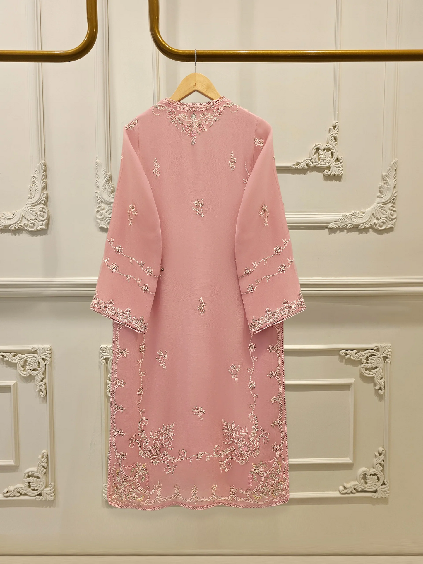 Agha Noor 3 Piece - Pure Chiffon Embroidered Dress S112509