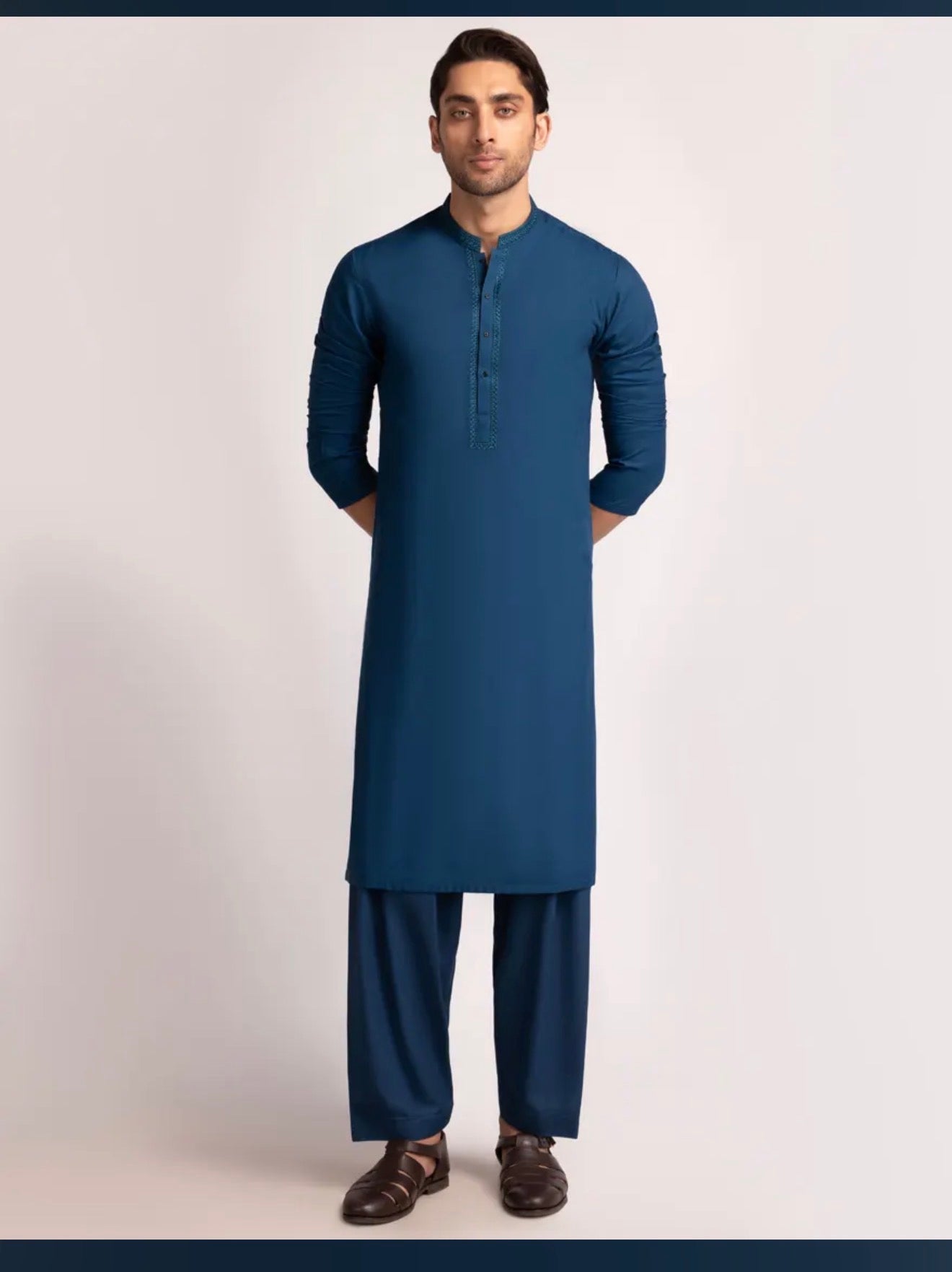 J.Junaid Jamshed Shalwar Kameez Pakistani Designer Blue