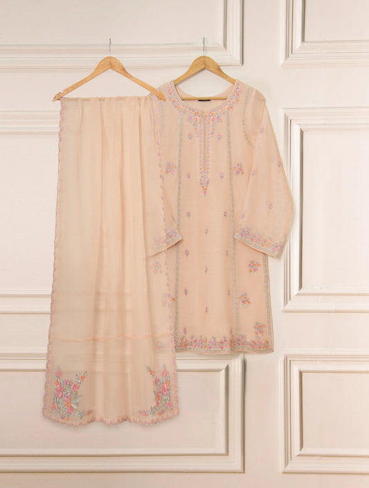 Agha Noor 3 Piece - Pure Cotton Net Embroidered Dress S111304