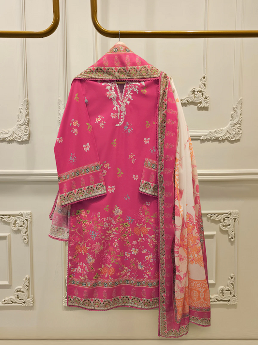 Agha Noor 3 Piece - Cambric Lawn Suit S113357