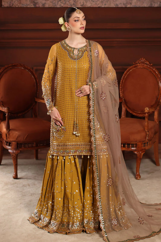 Nureh Chiffon Embroidered Gharara Dress