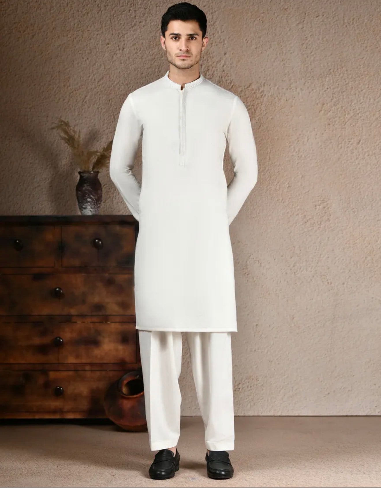 J.Junaid Jamshed Shalwar Kameez Pakistani Designer Off-White