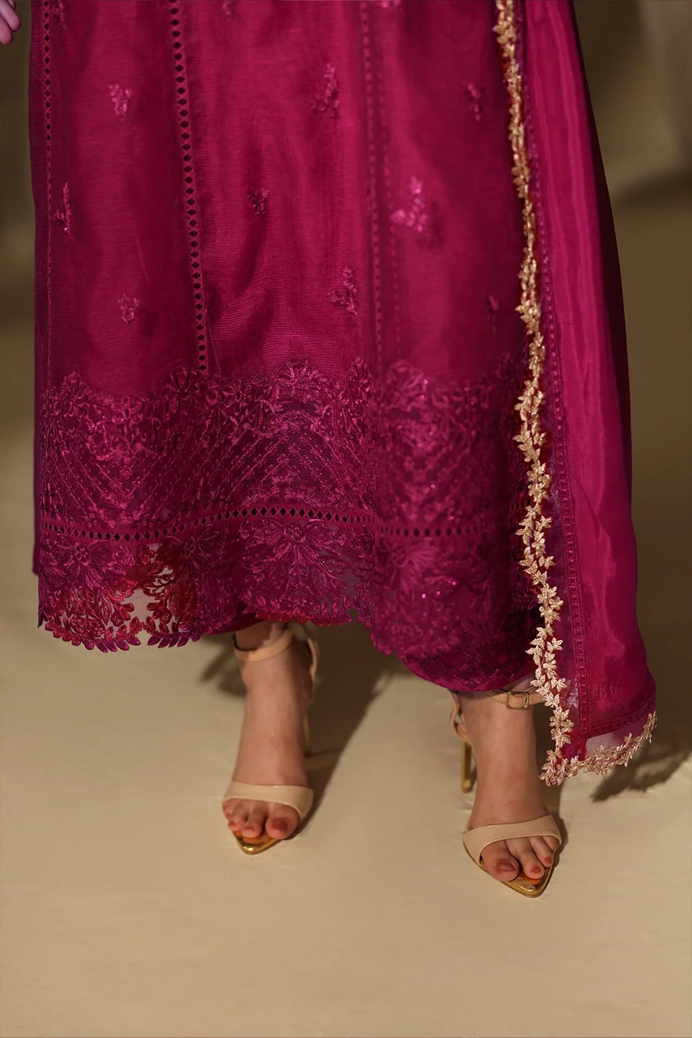 Azure Khadi Net Embroidered Dress