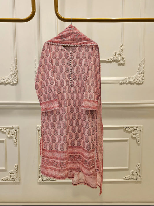 Agha Noor 2 Piece Lawn Shirt & Dupatta