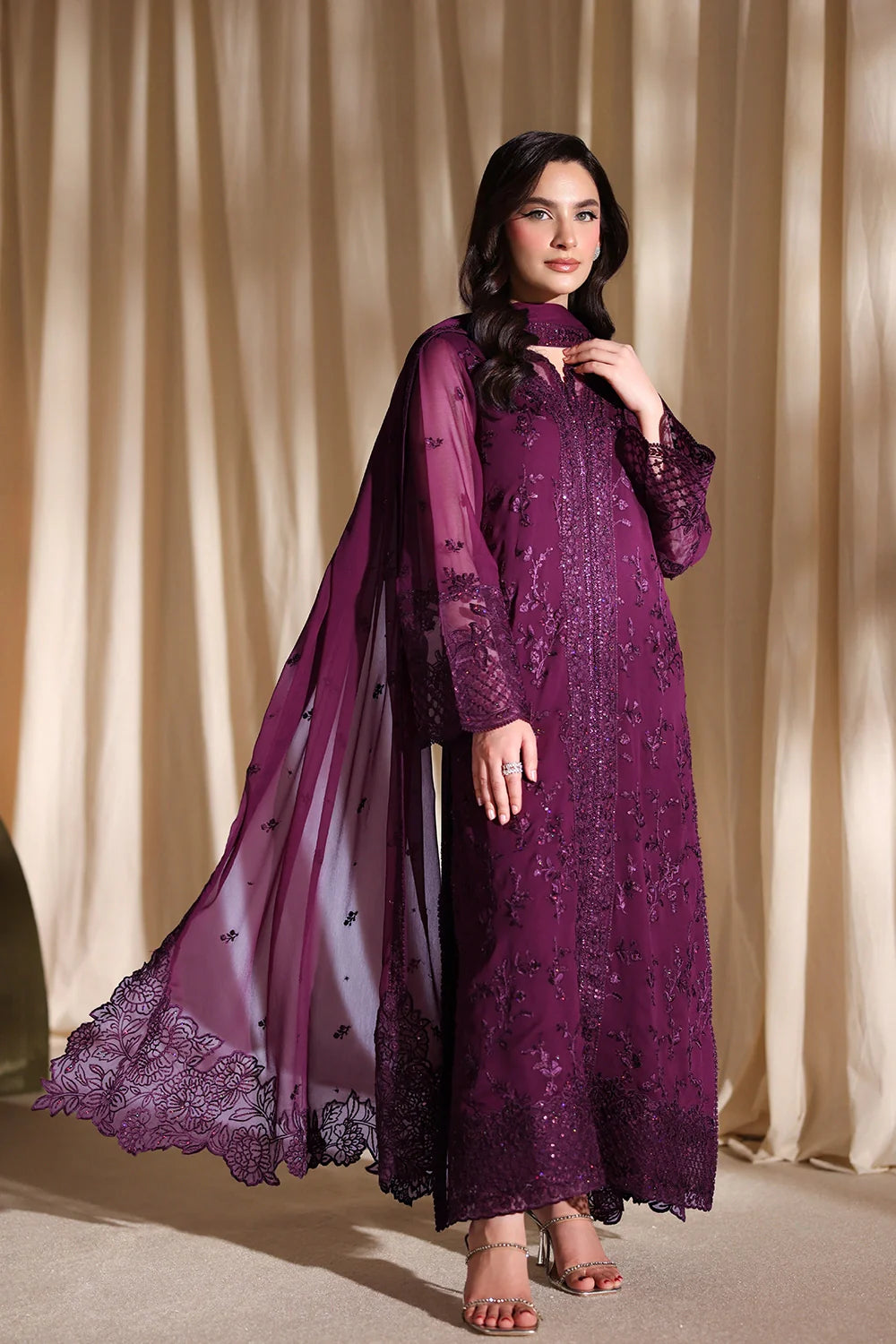 Azure Latest Collection Chiffon Embroidered Dress