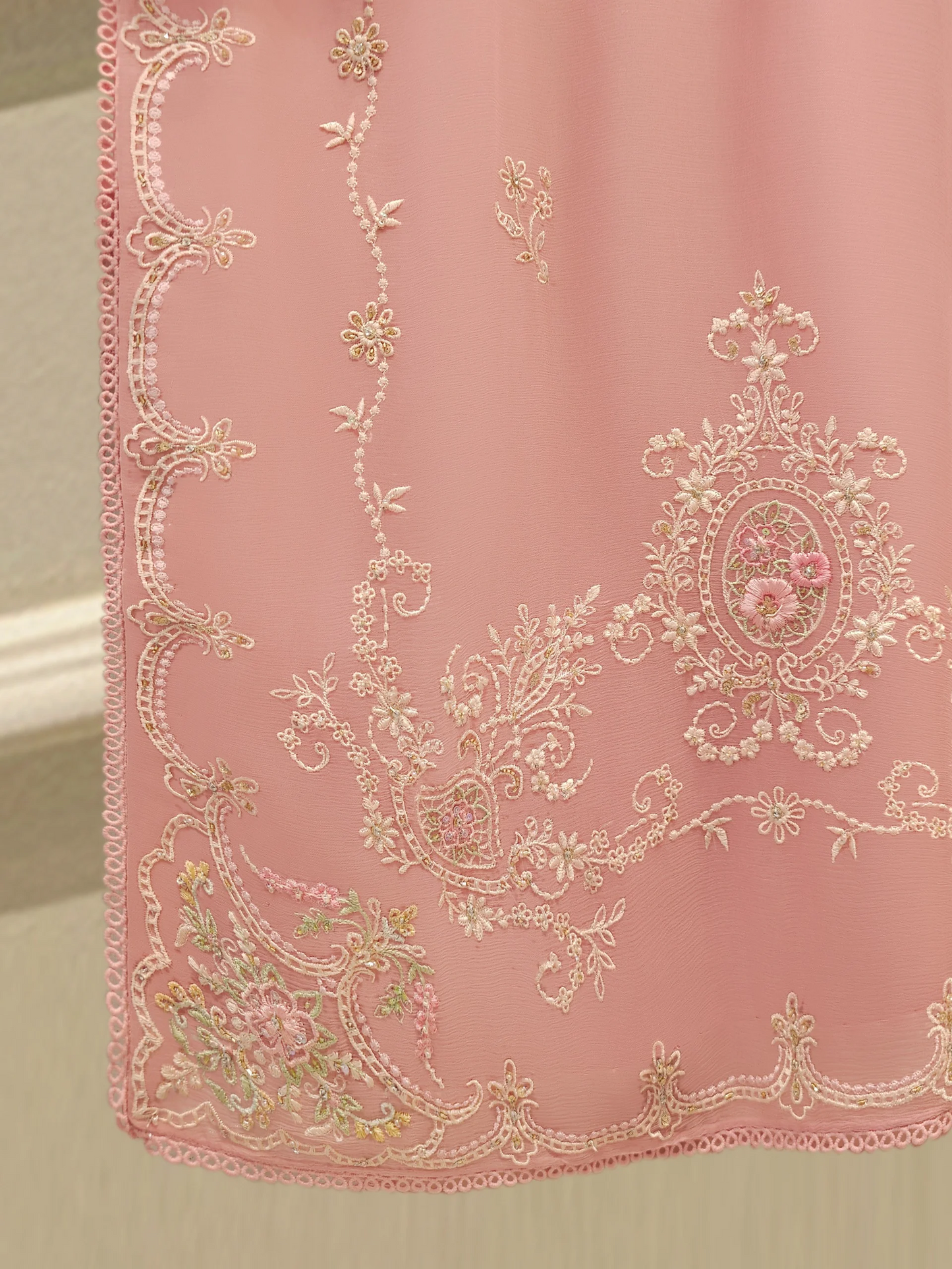 Agha Noor 3 Piece - Pure Chiffon Embroidered Dress S112509