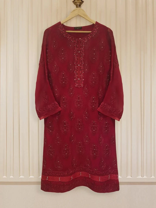 Agha Noor 3 Piece Chiffon Embroidered Dress