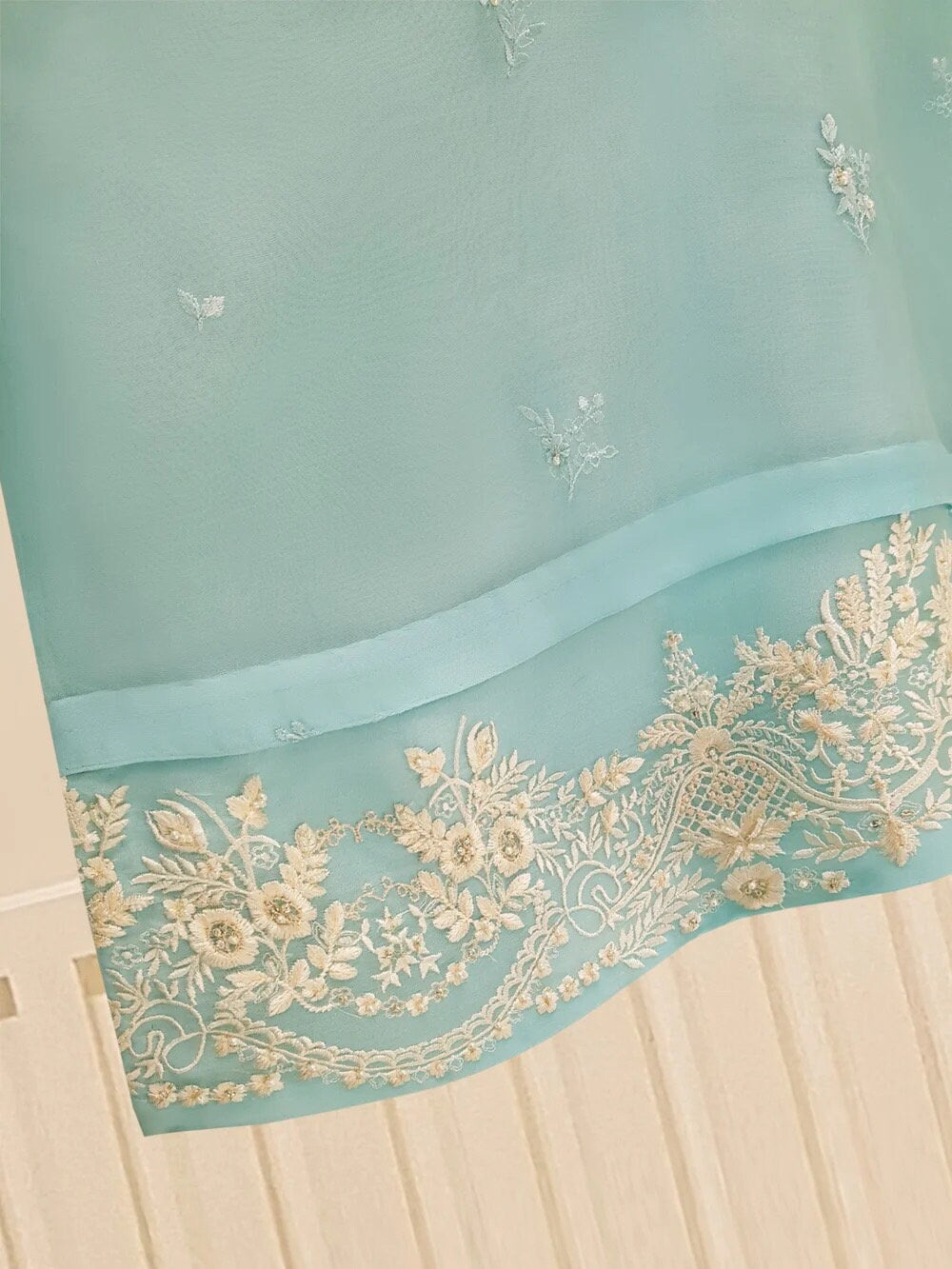 Agha Noor Original 3 Piece Organza Embroidered Dress