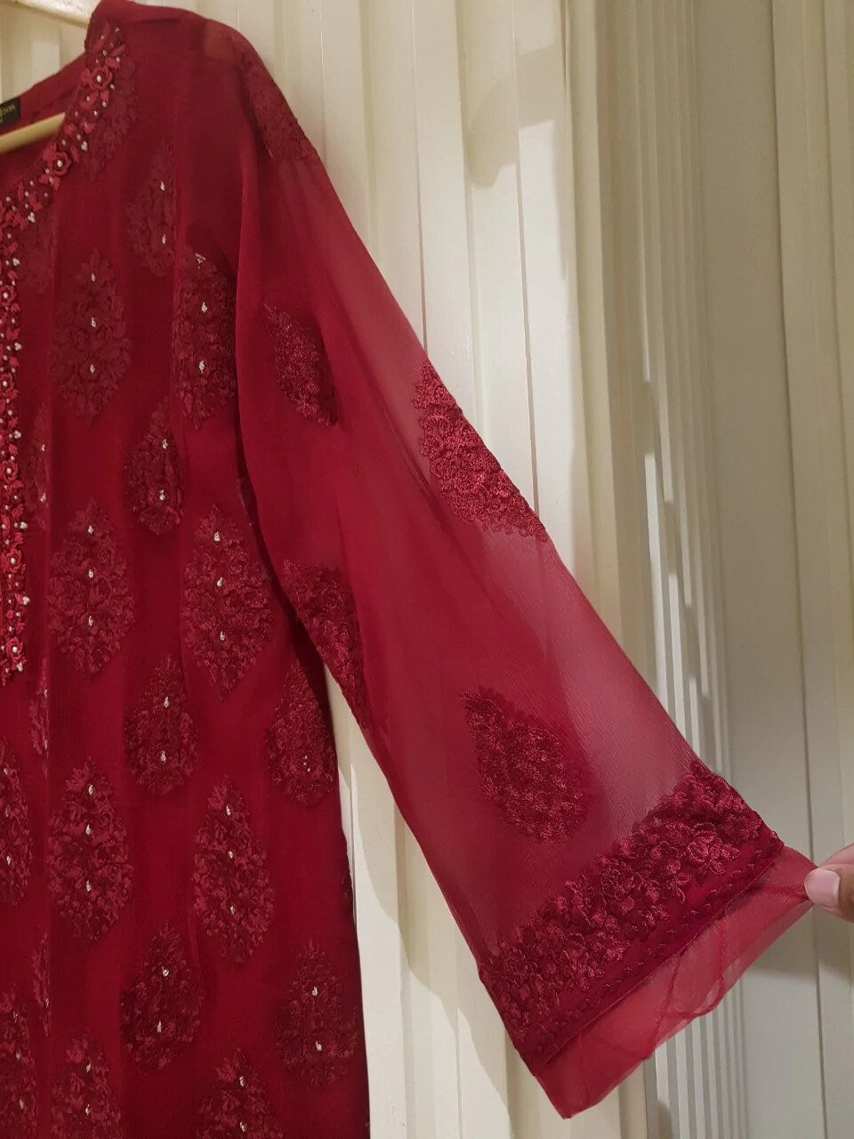 Agha Noor 3 Piece Chiffon Embroidered Dress