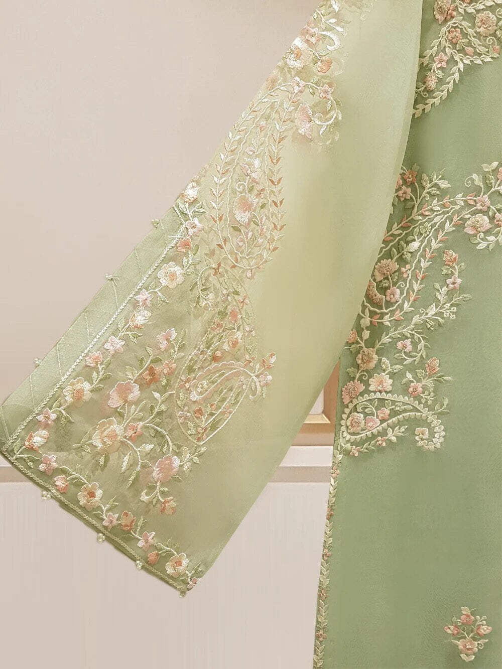 Agha Noor 3 Piece - Organza Embroidered Suit