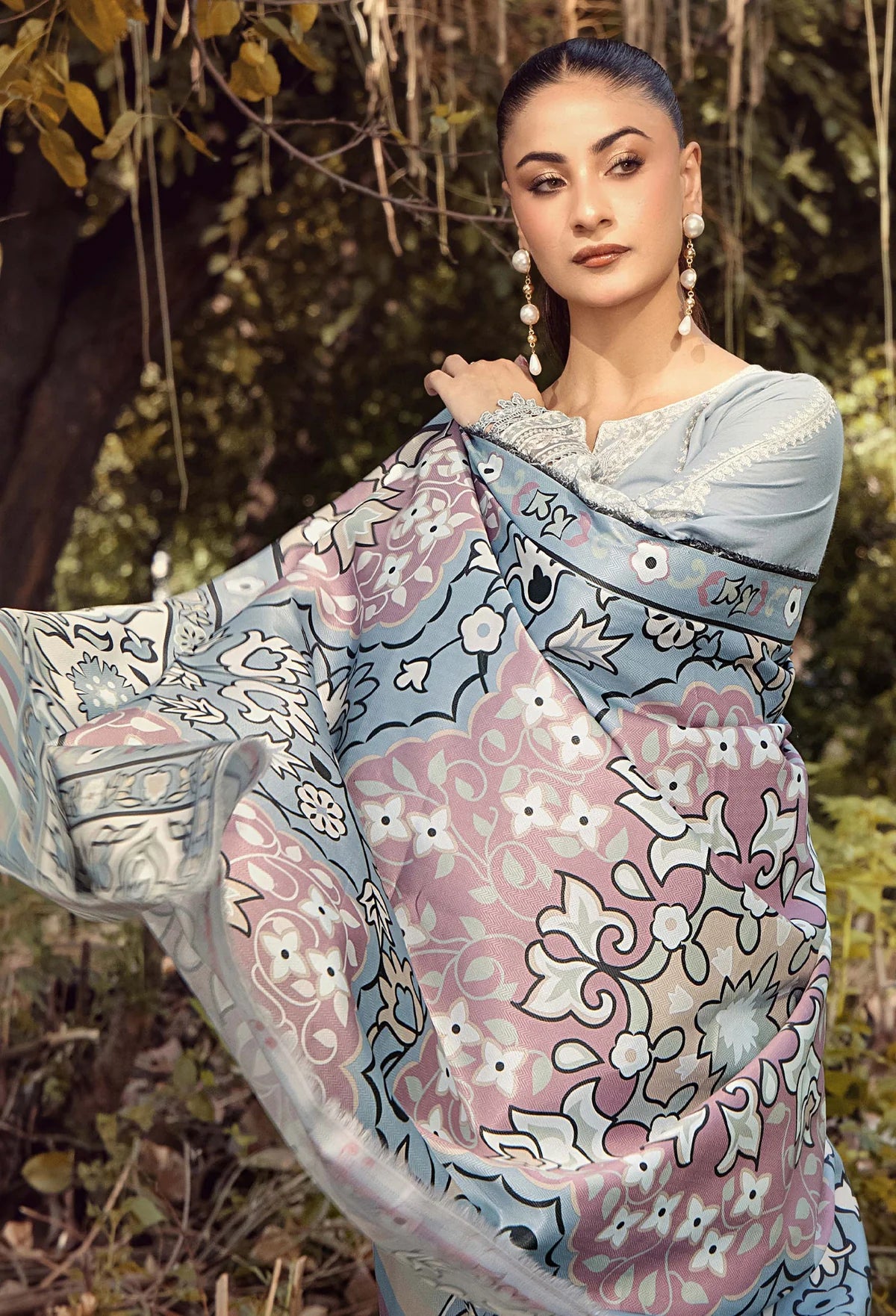 Linen Embroidered 3 Piece Dress