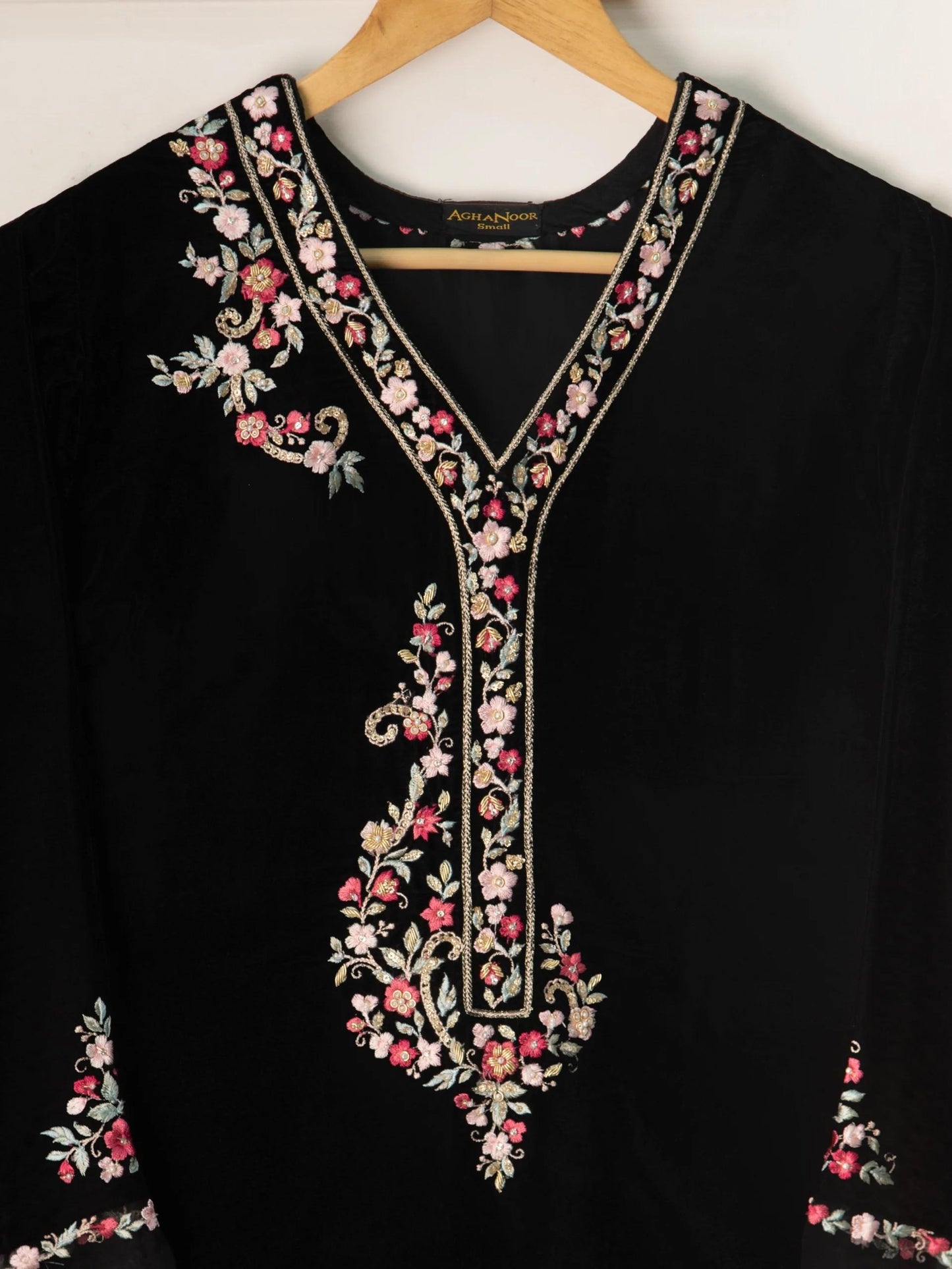 Agha Noor Velvet Embroidered Dress