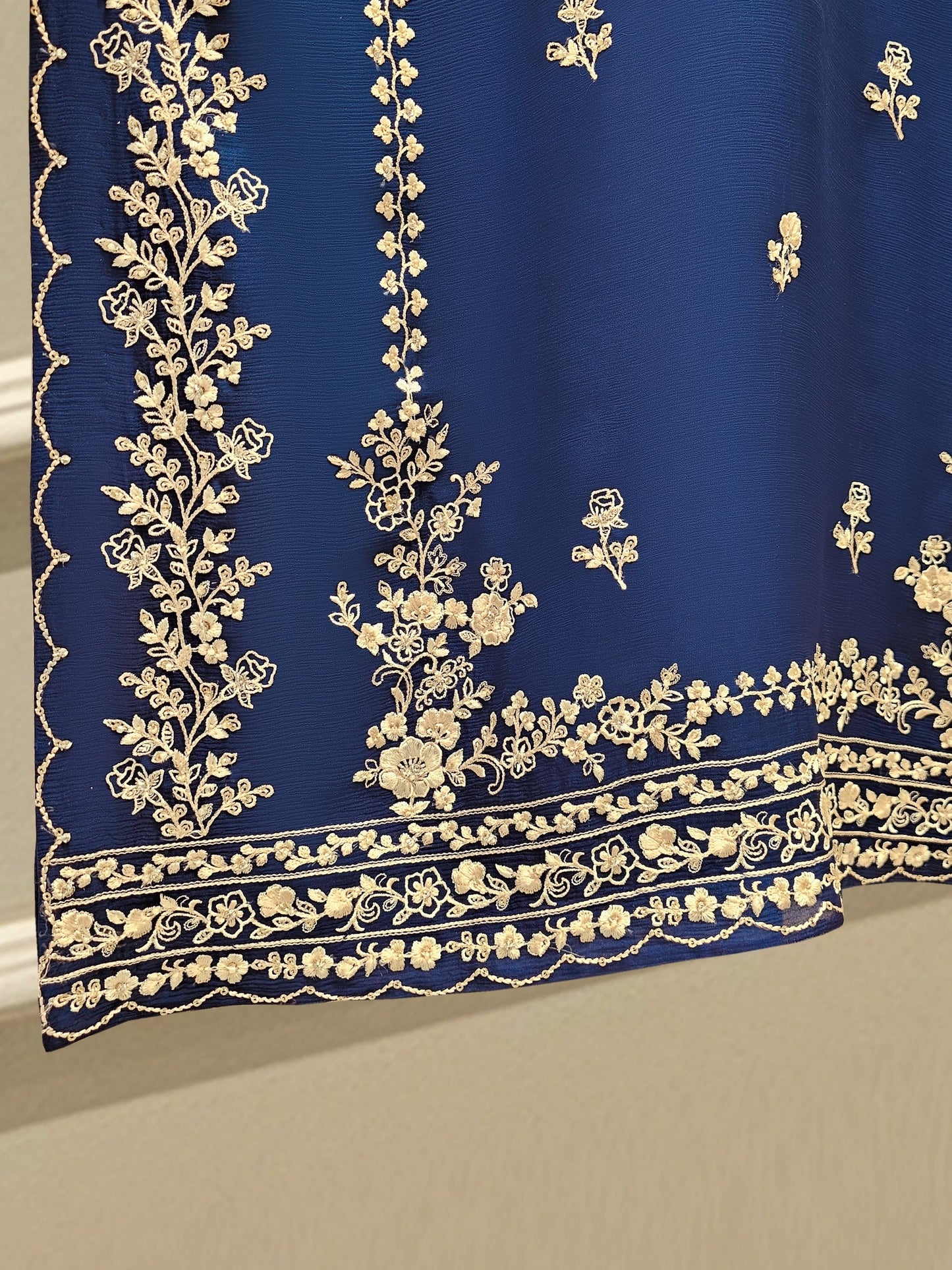 Agha Noor 3 Piece - Pure Chiffon Embroidered Dress