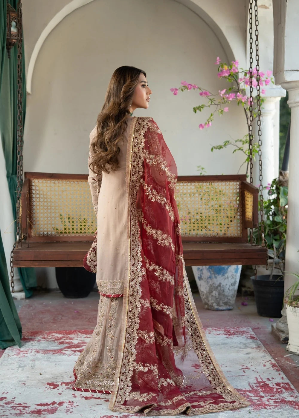 3 Piece Chiffon Heavily Embroidered Gharara Set