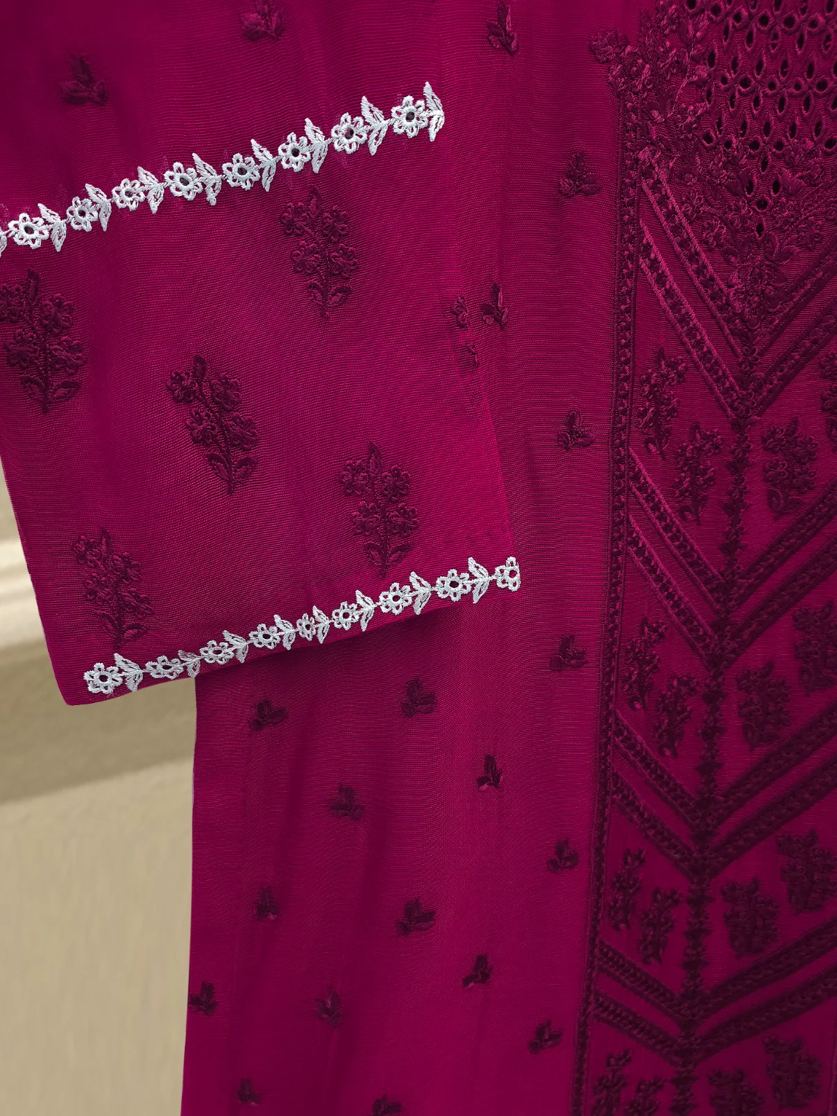 Agha Noor 3 Piece - Pure Embroidered Cotton Net Suit