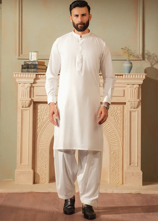 Men's Shalwar Kameez Pakistani Designer White