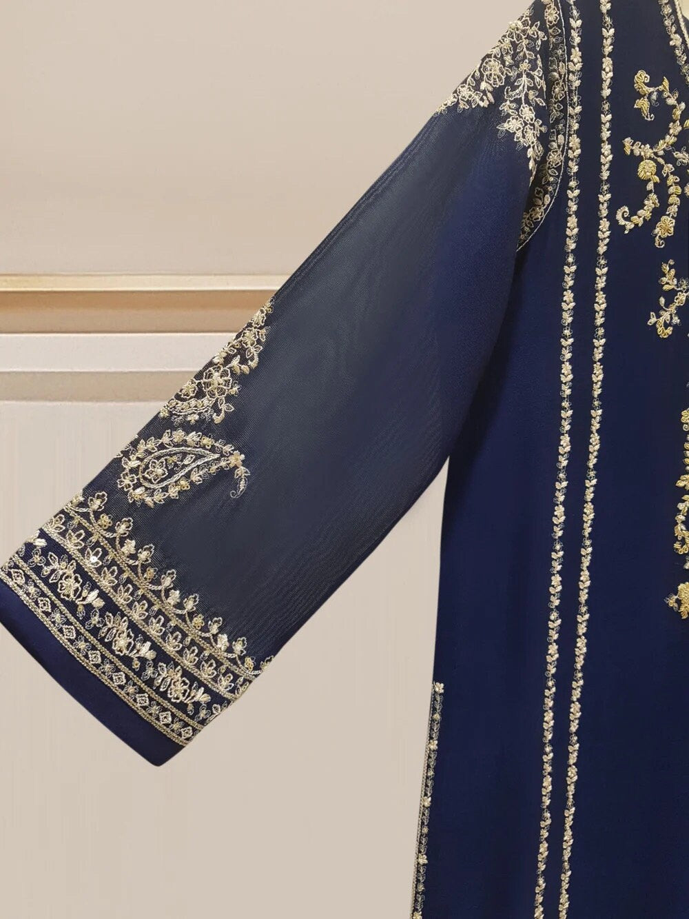 Agha Noor 3 Piece -Pure Cotton Net Embroidered