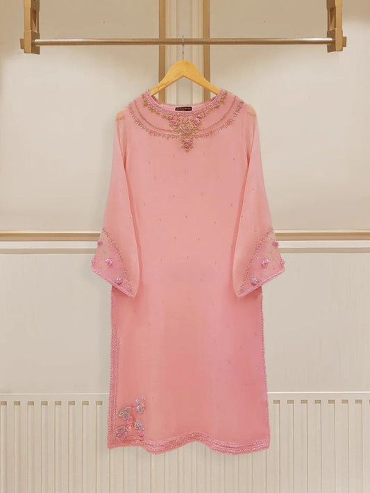 Agha Noor 2 Piece Chiffon Embroidered Dress