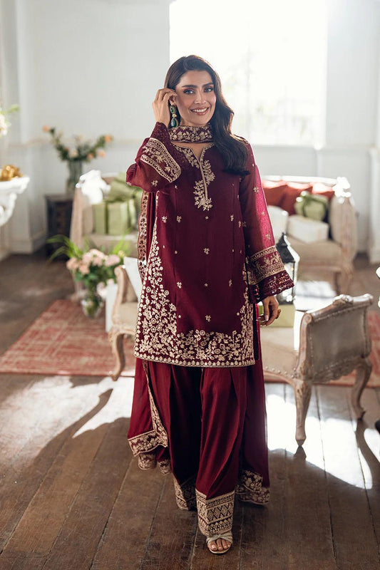 Azure Farshi Shalwar Dress Khadi Net Embroidered Latest Collection 2025
